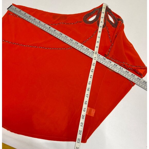 Camille La Vie One Shoulder Orange Blouse Draped Beaded Top Women Size Large - Picture 7 of 9